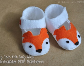 Woodland Fox Felt Baby Shoes Sewing Pattern