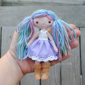 Felt Doll Sewing Pattern * 5 Inch Tall Dollhouse Dolls With Dresses & Boots * Dollmaking Craft Tutorial PDF and SVG Files