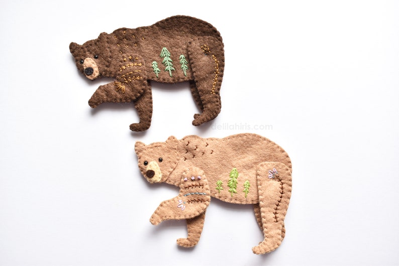 Woodland Bear Felt Ornament Sewing Pattern PDF & SVG image 2