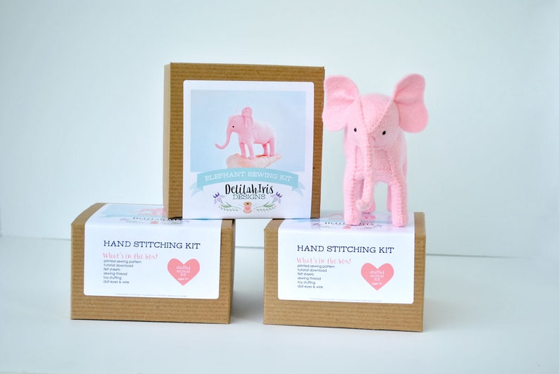 Pink Elephant Craft Kit Stuffed Animal Sewing Project image 2