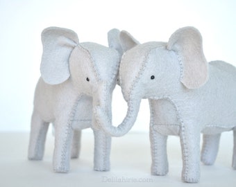 Felt Elephant Stuffed Animal Pattern PDF and SVG Download - DIY Hand Sewing Crafts