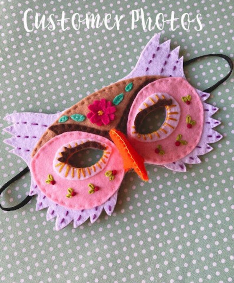 Felt Owl Mask Hand Sewing Kit - Floral Addition image 10