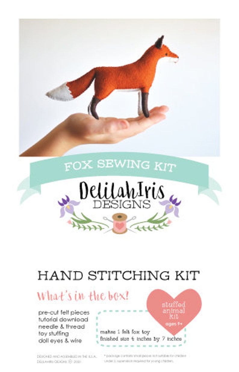 Kit de artesanía de animales de fieltro de zorro relleno Proyecto de costura de animales de peluche imagen 4