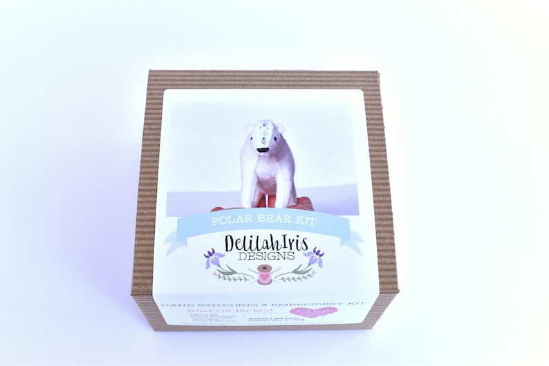 Polar Bear DIY Hand Sewing & Embroidery Kit Felt Stuffed Animal Kit image 3