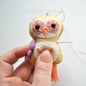 Felt Owl Ornament Sewing Pattern DIY Craft Project image 6