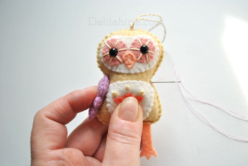 Felt Owl Ornament Sewing Pattern DIY Craft Project image 6