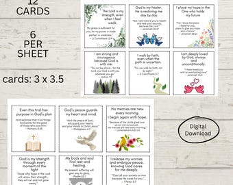 Cancer Affirmation Scripture Cards, Healing Bible Verses (Digital Download)