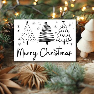 Weihnachts-Postkarten-Vorlage, druckbare Vorlage, Minimalistische Weihnachtskarte, Familien-Urlaubskarte, frohe Weihnachten Vorlage, Weihnachtsbaum
