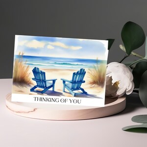 Thinking of You Karte, Ermutigungskarte, Alle Anlässe Karte, Strandkarte, Digitaler Download, innen leer, 7x5 Karte, heitere Szene Karte