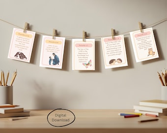 Kids Bible Verse Cards | Illustrated Proverbs, Sunday School (Digital Download)
