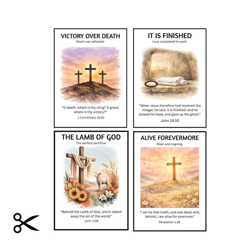 Christian Easter Scripture Cards Printable L 8 Resurrection Cards ...