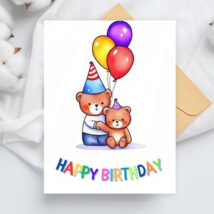 Tarjeta de cumpleaños personalizada, tamaño 7 x 5, globo de cumpleaños, tarjeta de felicitación, tarjeta de cumpleaños, tarjeta en blanco, descarga digital