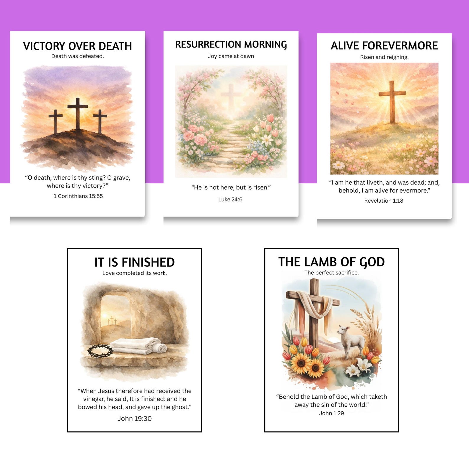 Christian Easter Scripture Cards Printable L 8 Resurrection Cards ...