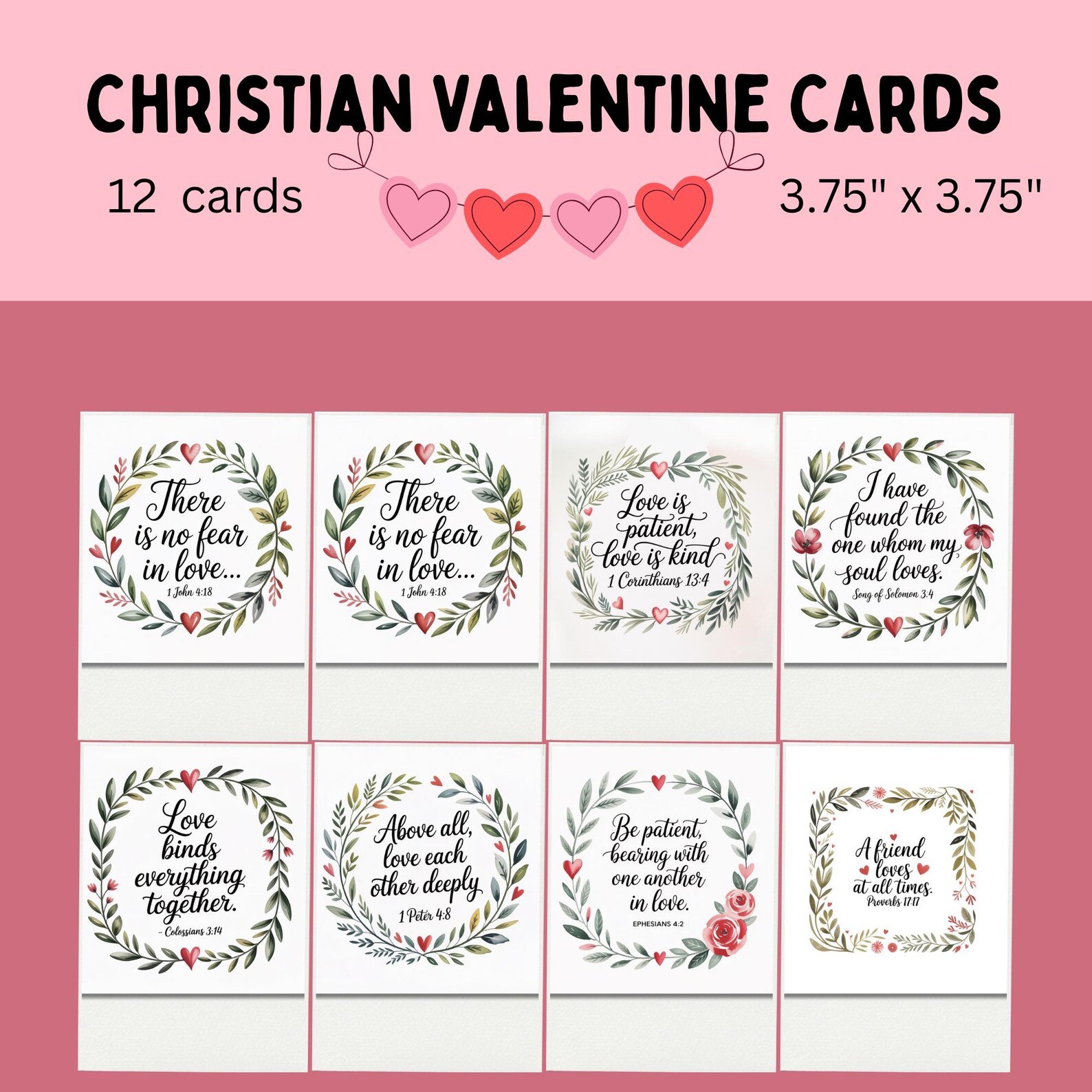 Christian Valentine Scripture Cards | Floral Bible Verse Valentines ...