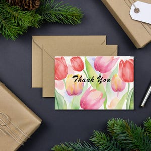 Thank you tulips card, Tulip card, Flower card, Floral card, card ,  thank you note cards, Gift tags