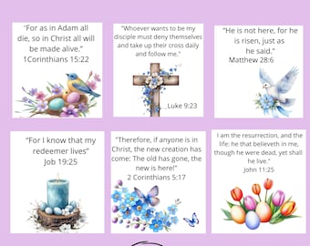 Easter Scripture Cards, Illustrated Faith-Based Gifts (Digital Download)