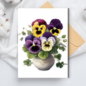 Viooltjekaart, blanco binnenkant: A2-bloemwenskaart, bloemenwenskaart geboorte, verjaardagskaart