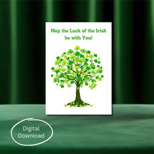Chance de la Saint-Patrick irlandais carte de vœux | Téléchargement numérique d'arbre de trèfle | Carte de voeux irlandaise vierge intérieure 5 x 7 PDF
