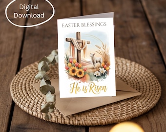 Christian Easter Card | Lamb, He Is Risen (PDF Printable Greeting Card