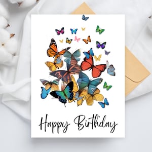 Personalized birthday Card,4 x 6 Sizes, Butterflies Birthday,  Greetings Card, Birthday Card, Blank Card, Digital Download, Butterfly Card