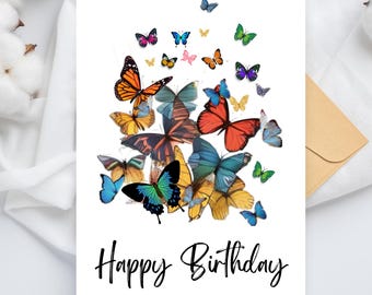 Personalisierte Geburtstagskarte, 4 x 6 Größen, Schmetterlinge Geburtstag, Grußkarte, Geburtstagskarte, Blankokarte, digitaler Download, Schmetterlingskarte