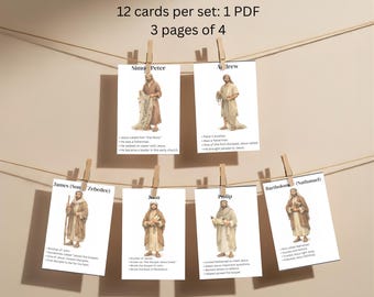 12 apostelen Flashcards | Afdrukbare bijbelstudiekaarten (digitale download)