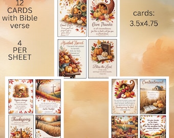 Thanksgiving printable scripture cards, Beautiful religious quotes for thankful season, Gift for faith-filled celebrations