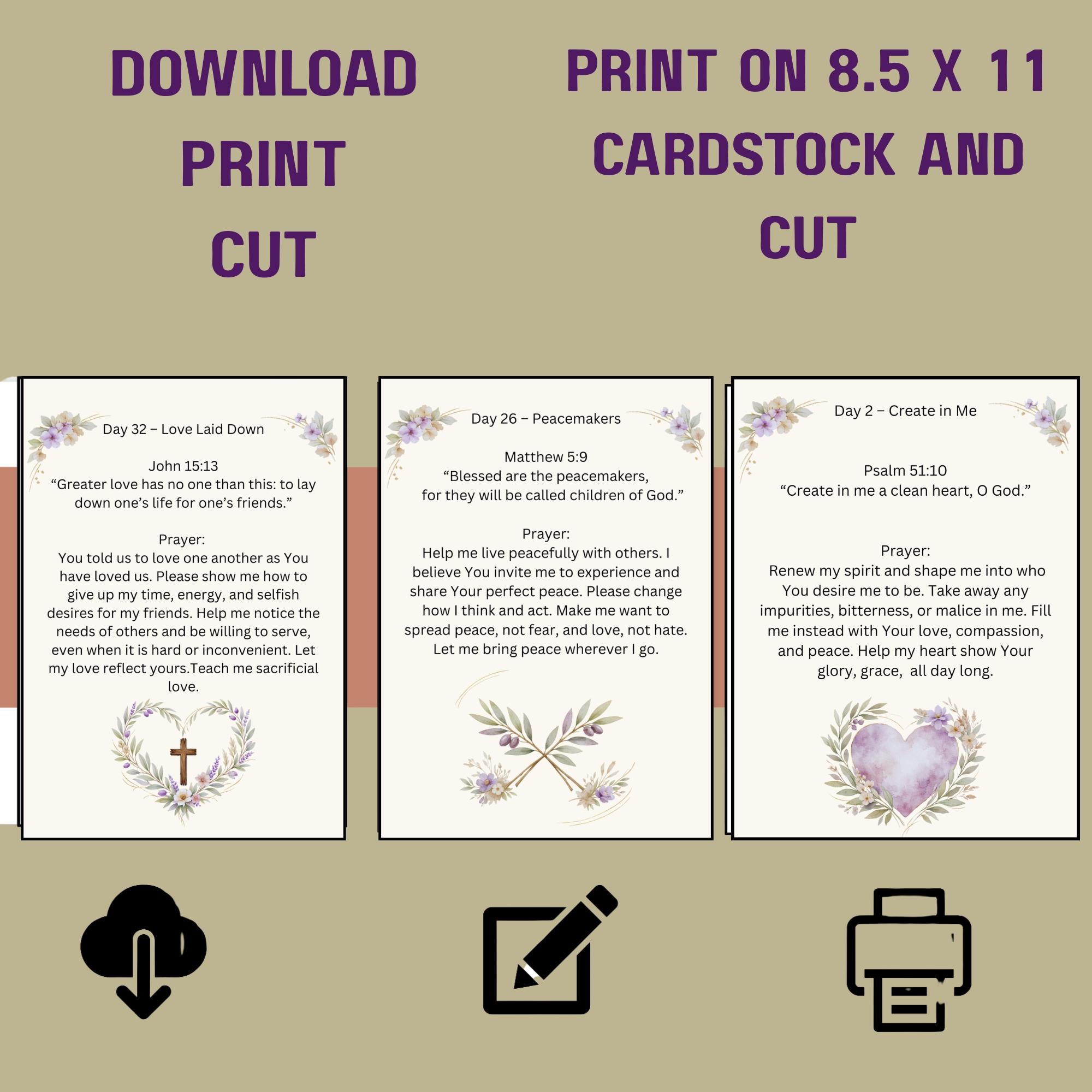 40 Days of Lent Prayer Cards | Botanical Devotional, Scripture Study ...