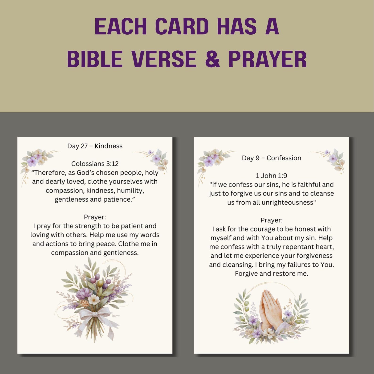 40 Days of Lent Prayer Cards | Botanical Devotional, Scripture Study ...