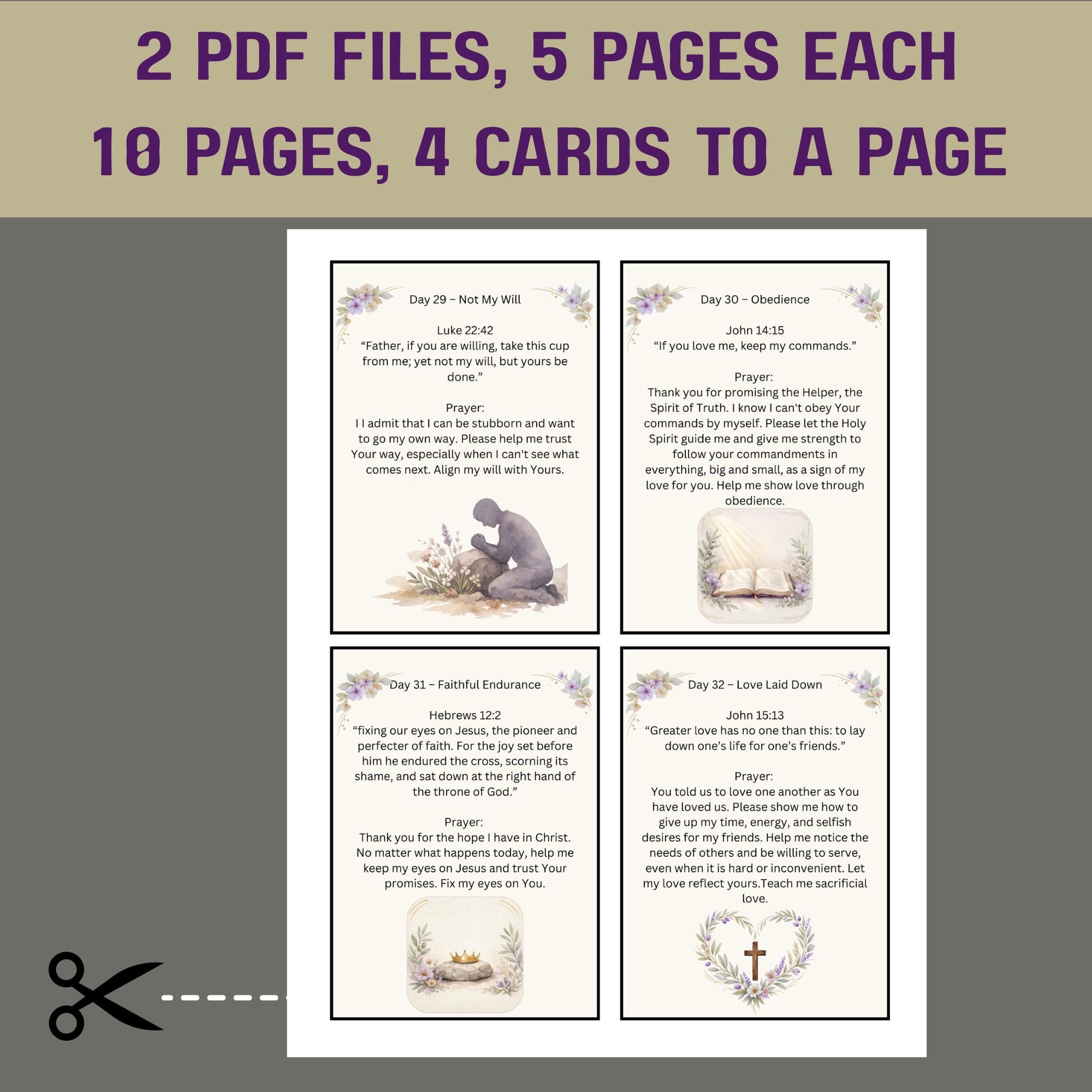 40 Days of Lent Prayer Cards | Botanical Devotional, Scripture Study ...