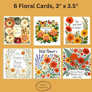 Set di carte con affermazioni floreali / 6 affermazioni quotidiane stimolanti / Regalo perfetto per gli amanti dei fiori e della cura di sé