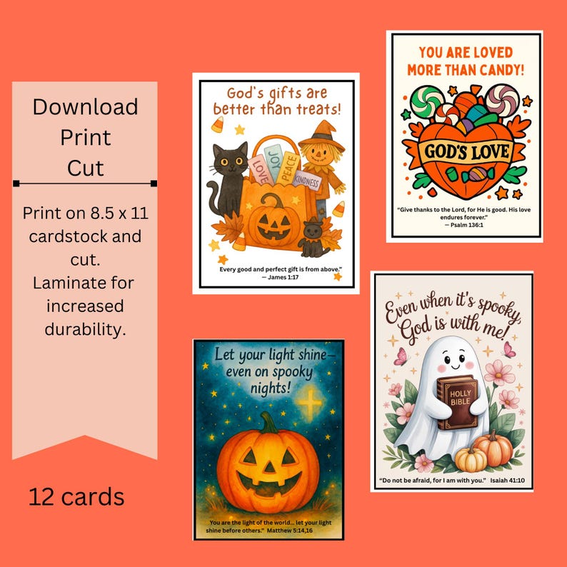 Biglietti di auguri cristiani di Halloween per bambini, versetti biblici (download digitale) immagine 8