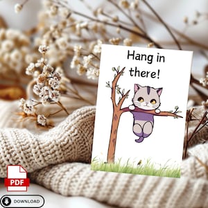 Accrochez-vous, carte d'encouragement. Sa nature fantaisiste apporte un sourire, offrant chaleur et motivation pour continuer à aller de l'avant. Carte numérique