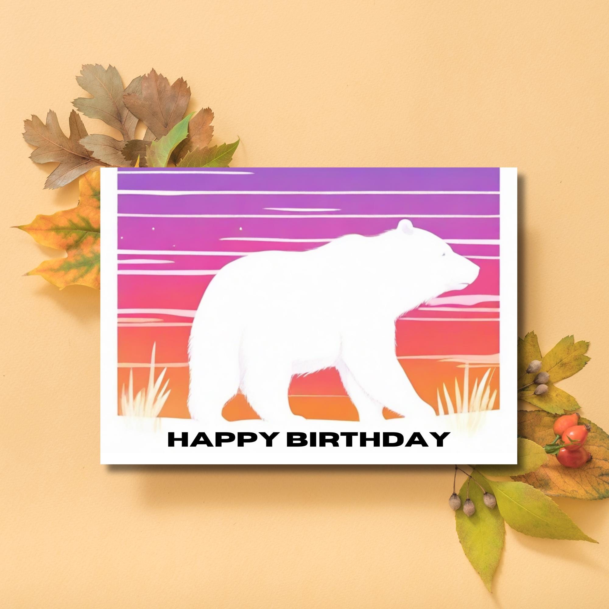 Polar Bear Blank Birthday Card, Polar Bear Birthday Card, Personalized ...
