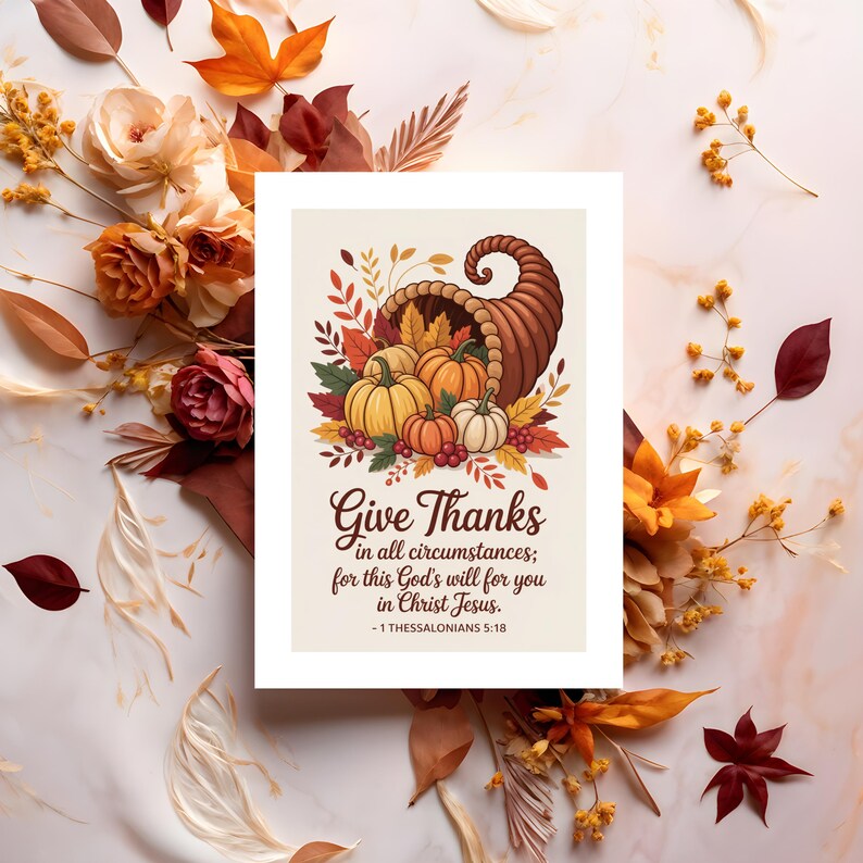 Thanksgiving Scripture Card, Cornucopia Fall Art (digital Download) - Etsy