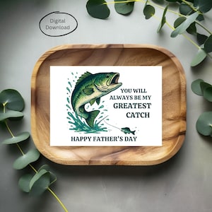 Vatertagskarte, digitaler Download, Bass Fisch Illustration druckbare, ""größte Fang"", Papa Kartengeschenk, große Bass Fisch Kunst,"