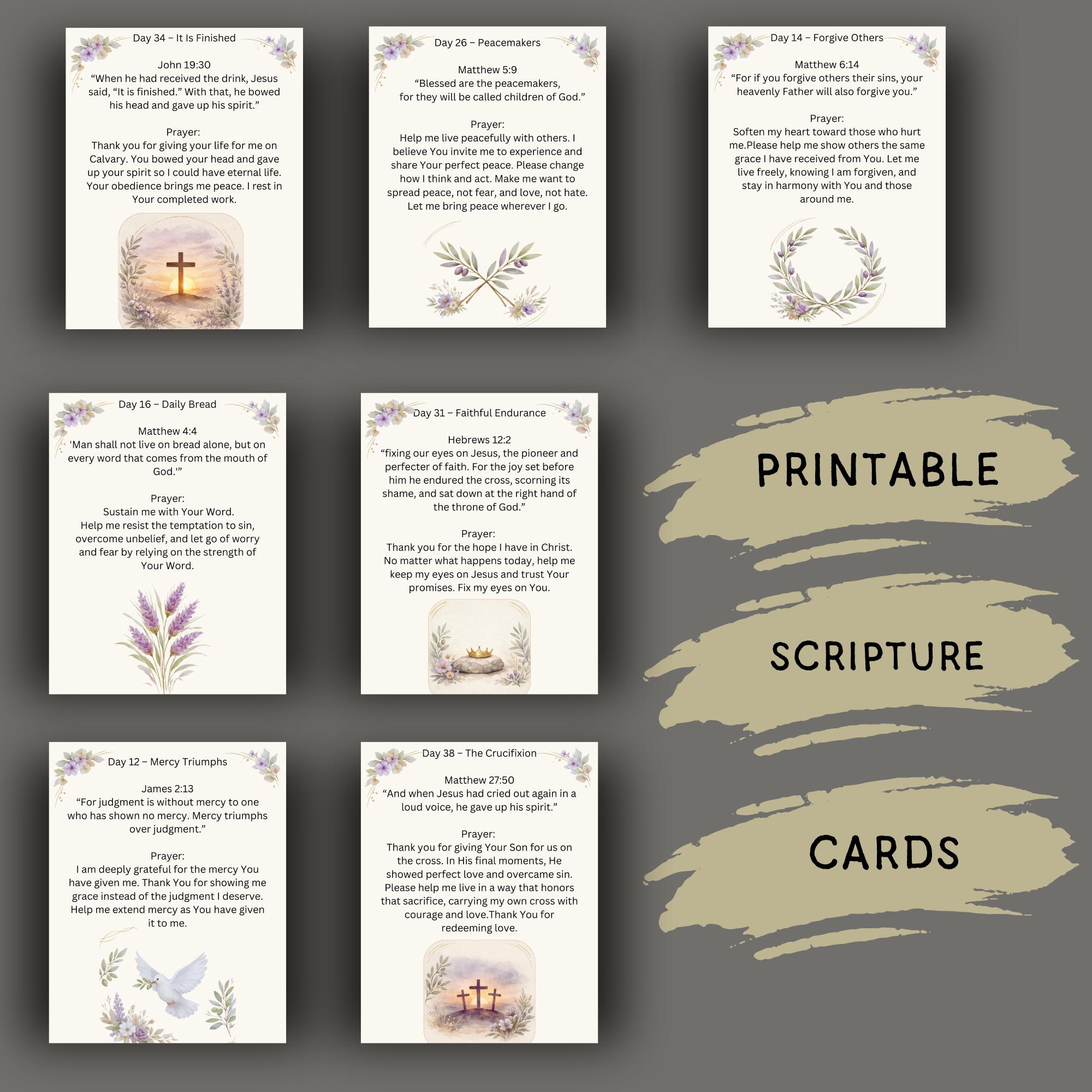 40 Days of Lent Prayer Cards | Botanical Devotional, Scripture Study ...
