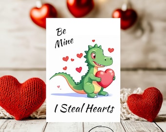 Crocodile Valentine Card, Playful Cartoon Design (Digital Download)