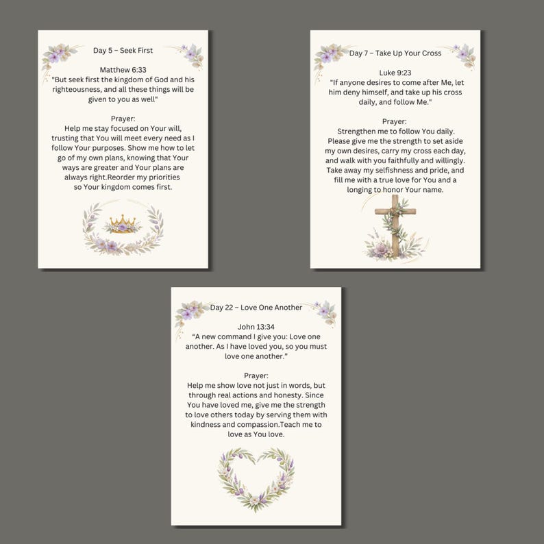 40 Days of Lent Prayer Cards | Botanical Devotional, Scripture Study ...