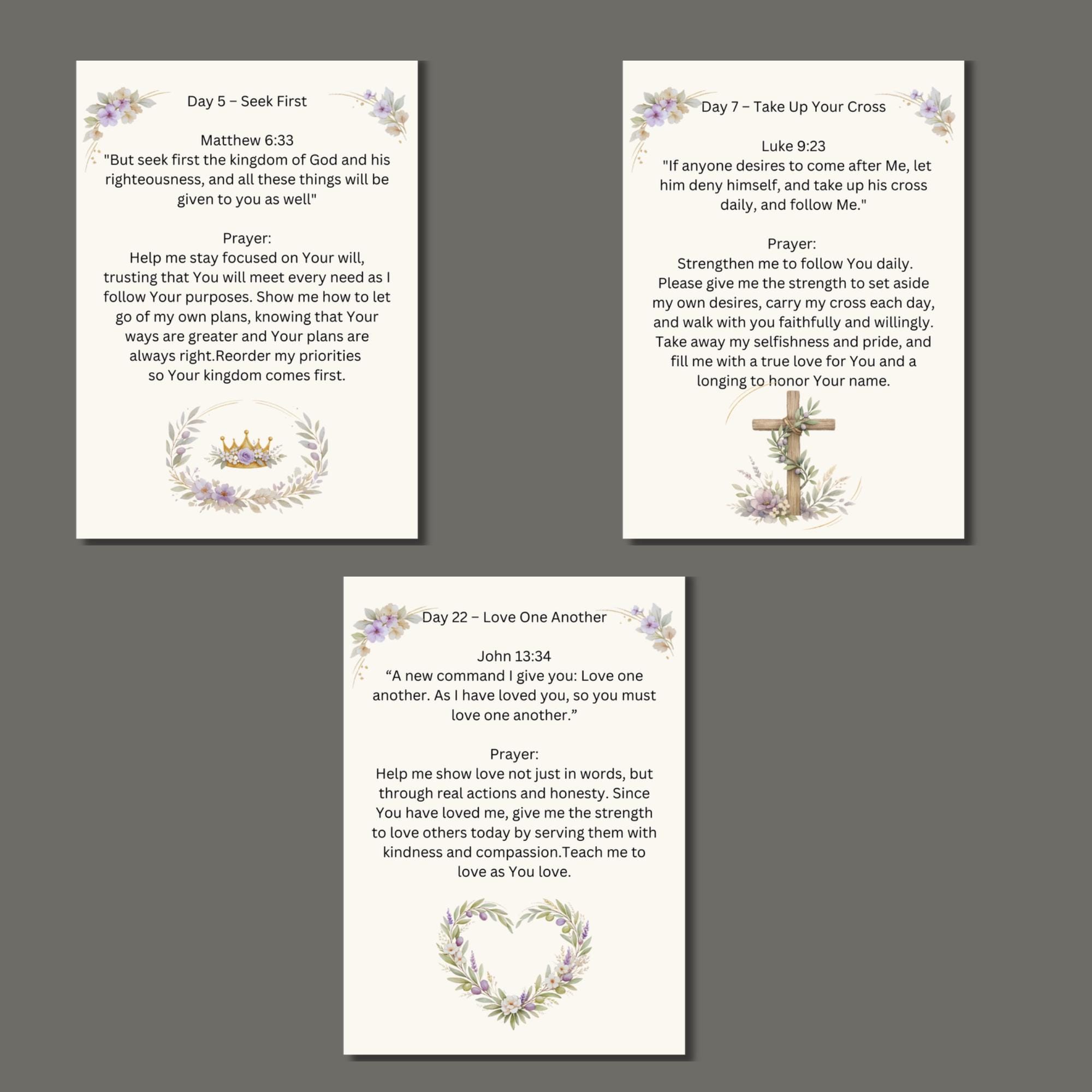 40 Days of Lent Prayer Cards | Botanical Devotional, Scripture Study ...