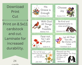 Bible Verse Cards Printable |Scripture Cards Printable| Christian Affirmation Cards | Women&#39;s Ministry and Bible Study Cards l Inspirational