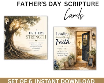 Vatertagsschriftkarten druckbares Set von 6 | Religiöses Papa Geschenk | Glaube Printable
