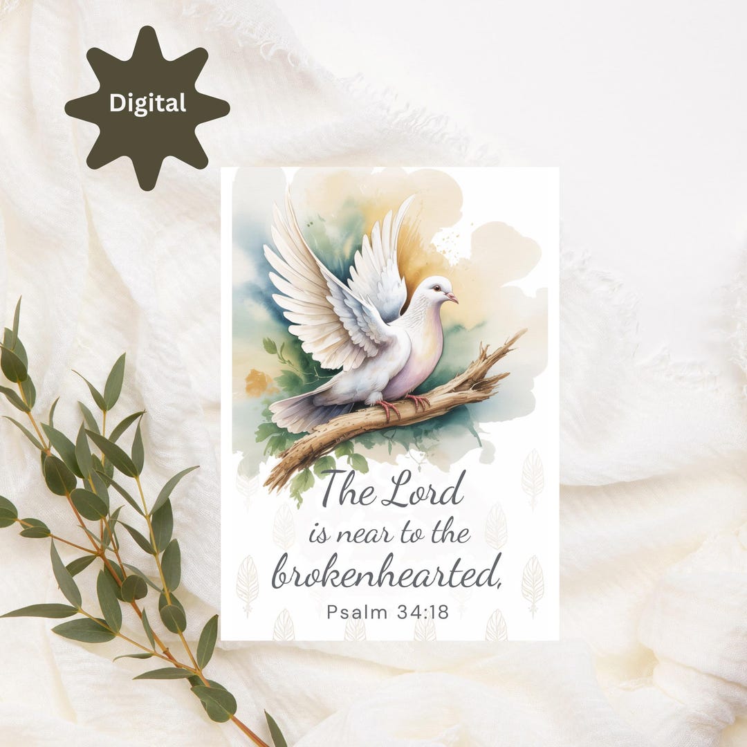 Sympathy Card, Watercolor Dove, Psalm 34:18 (digital Download) - Etsy