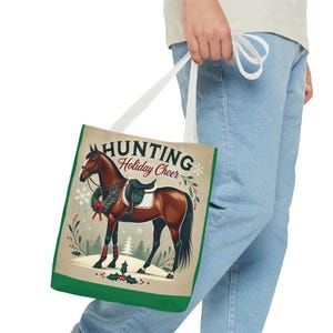 Equestrian Holiday Tote Bag - Horse Rider Gift - Bay Horse