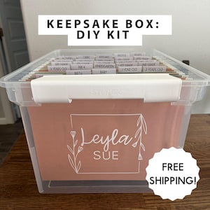Personalized Kids Keepsake Box Label & File Tabs: Memory Organization DIY Kit