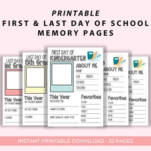 Páginas imprimibles de cápsulas del tiempo para recordar el primer y último día de clases / Descarga digital / Jardín de infantes, primaria, secundaria y preparatoria