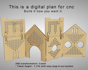 DIY CNC-lekset för barn: Hus, staket, slottsplan (digital nedladdning)