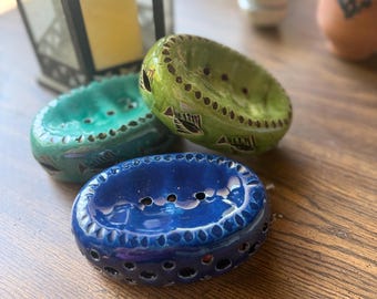 Handgeschilderd Marokkaans zeepbakje – Kleurrijk keramiek badkamerdecor