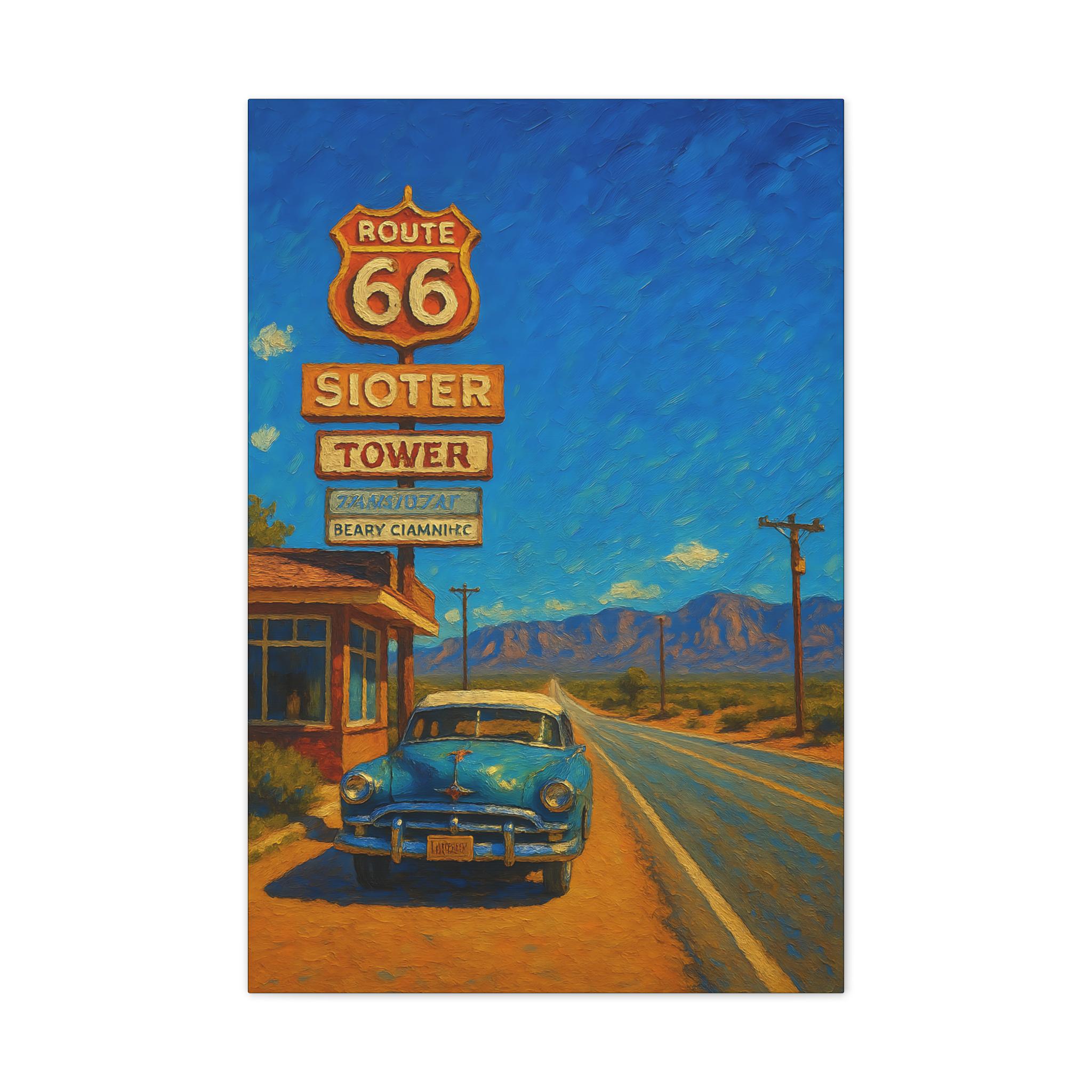 Vintage Route 66 Canvas Art: Retro Travel Decor, Road Trip Gift - Etsy