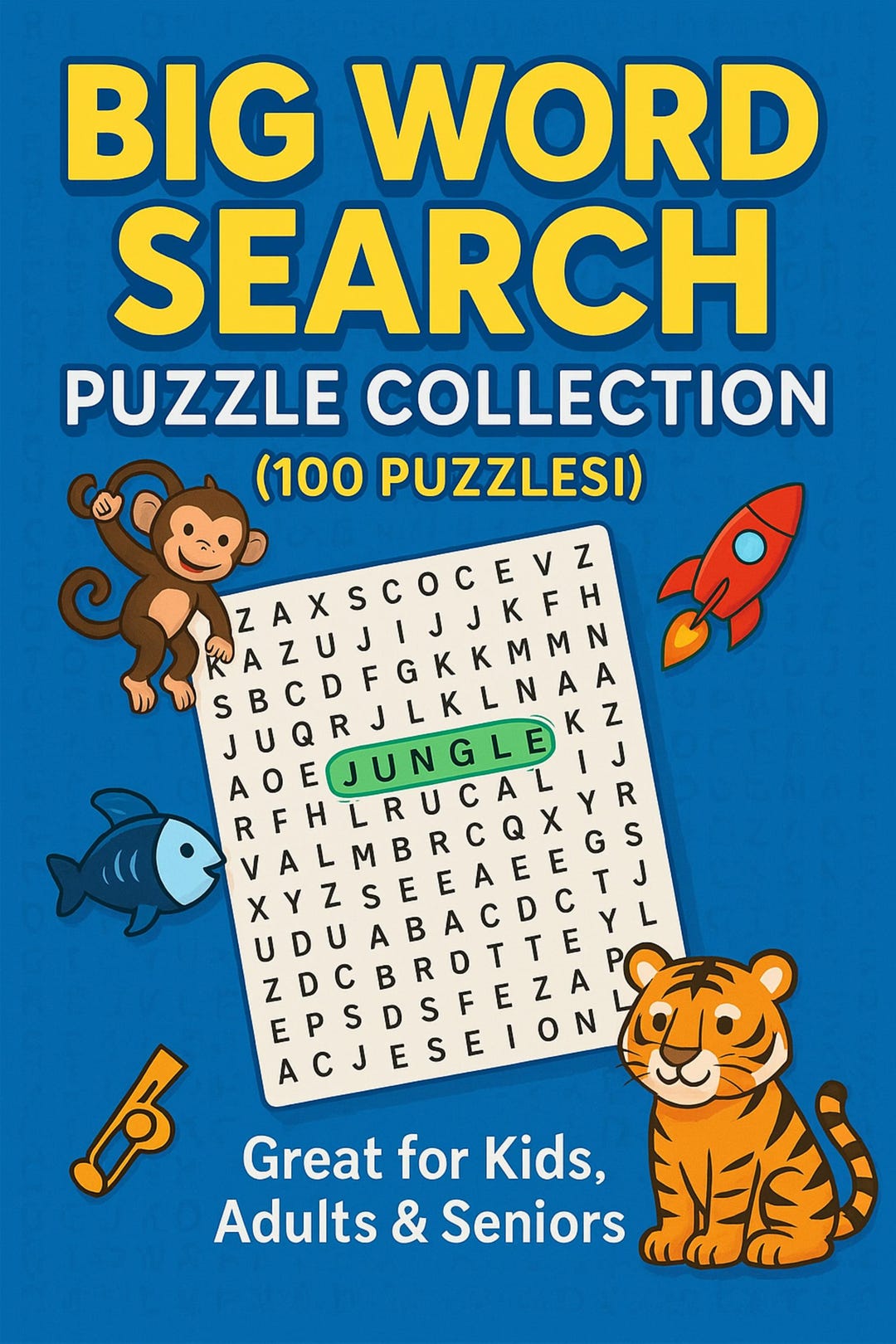 Big Word Search Puzzle Book for Kids, Adults & Seniors, 100 Large Print ...